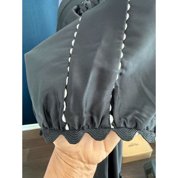 Mango Black Asymmetrical Satin Dress With Puffed Sleeve & Ruffled Hem Sz US 10 - Picture 13 of 13